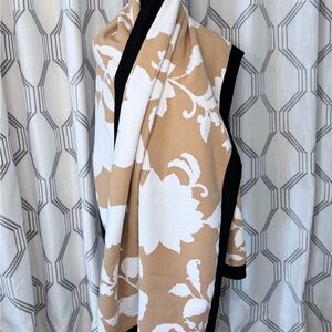 Ann Taylor Tan and White Floral Scarf